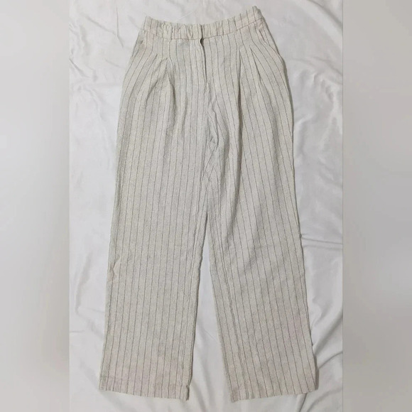 7 For All Mankind Linen Pants, Color Cream/Black Size 4 - Picture 1 of 14